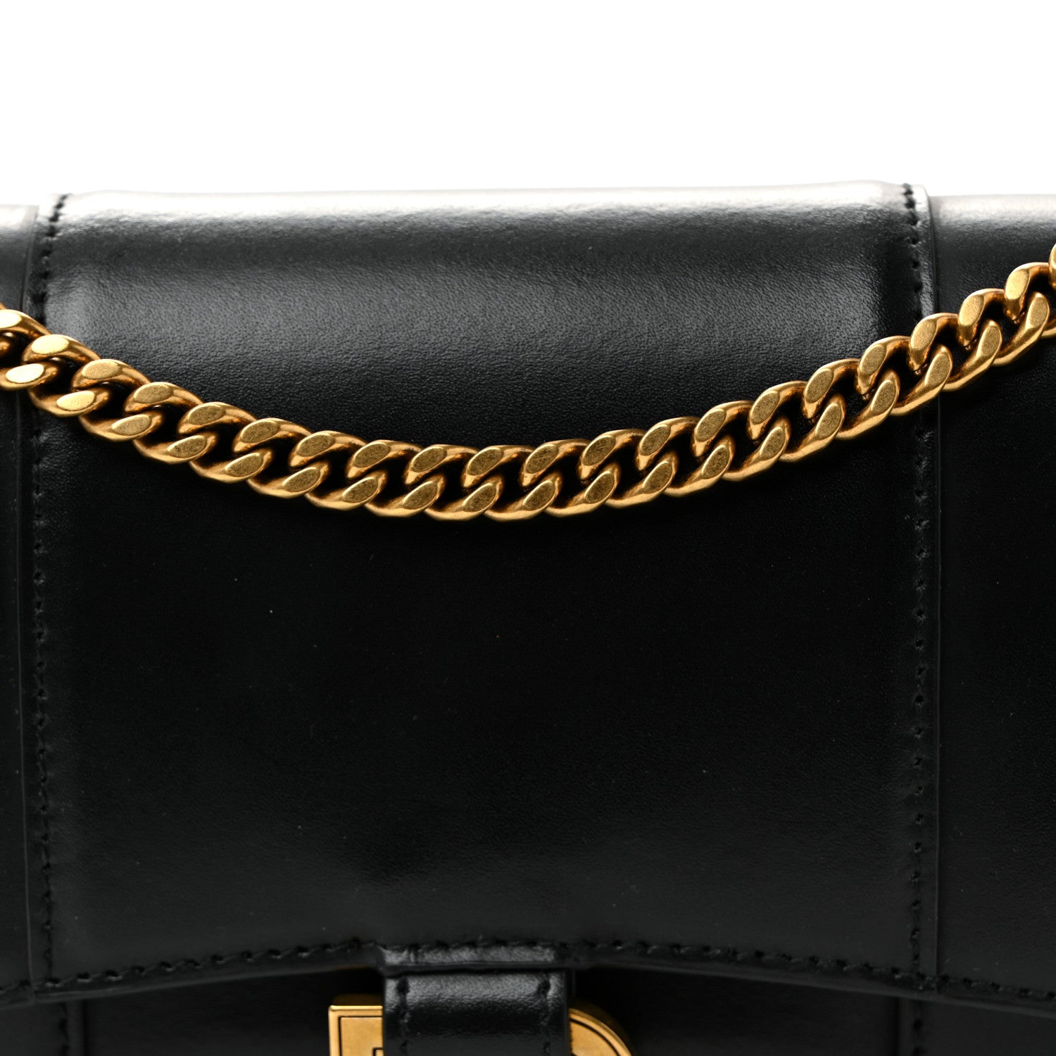 Balenciaga Shiny Box Calfskin Hourglass Chain Bag Black 7 of 9