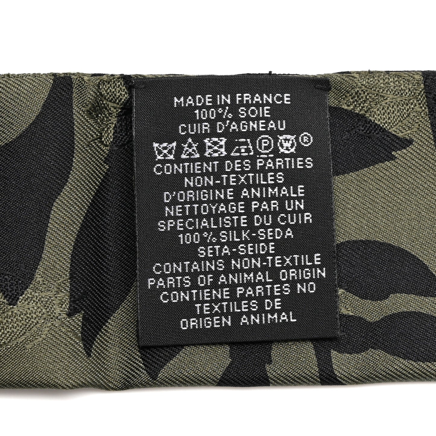 Silk Calfskin Bouquet Final Fringed Twilly Vert Loden Black