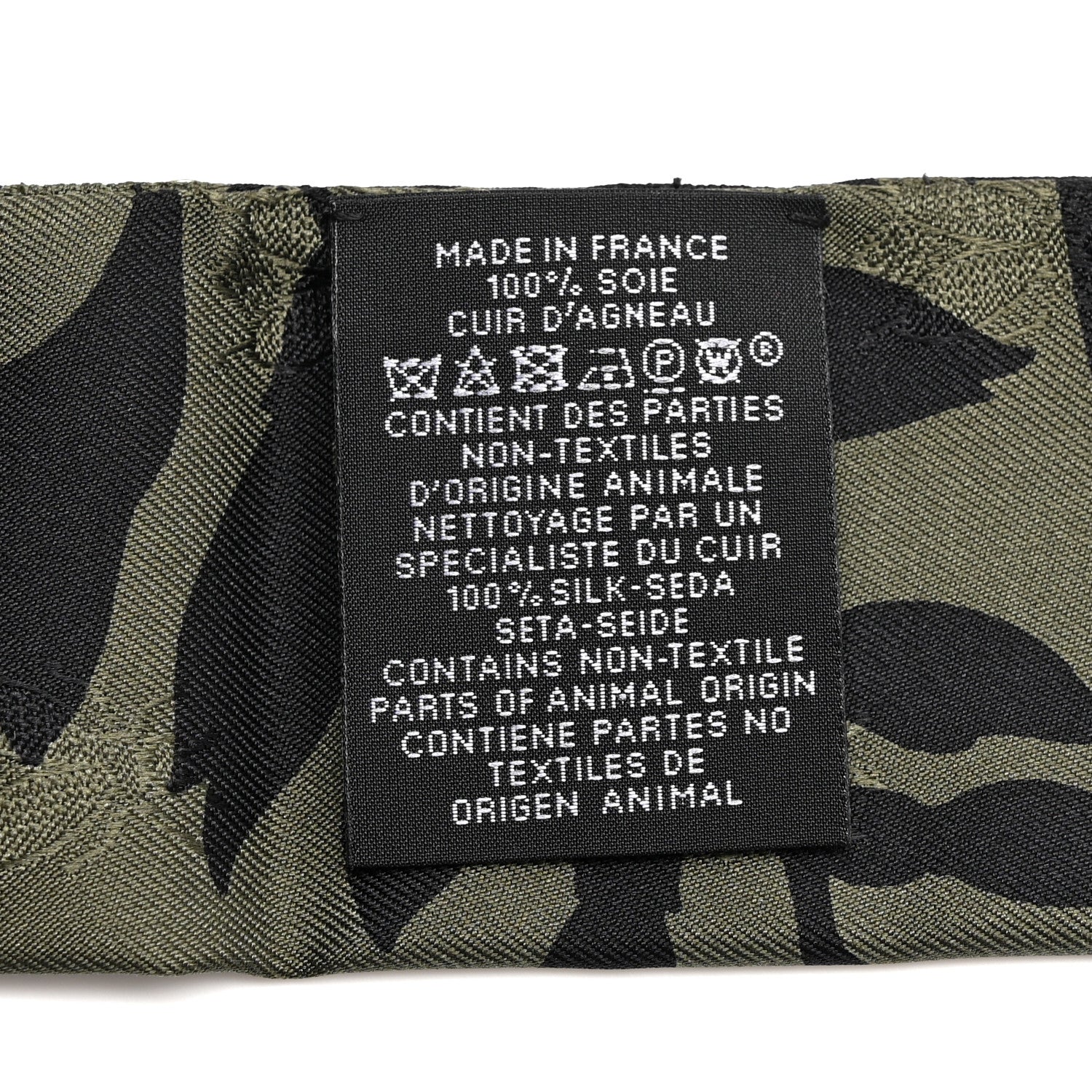 Hermes Silk Calfskin Bouquet Final Fringed Twilly Vert Loden Black 3 of 4