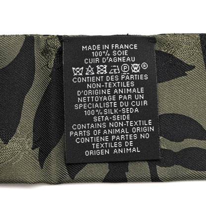 Hermes Silk Calfskin Bouquet Final Fringed Twilly Vert Loden Black 3 of 4