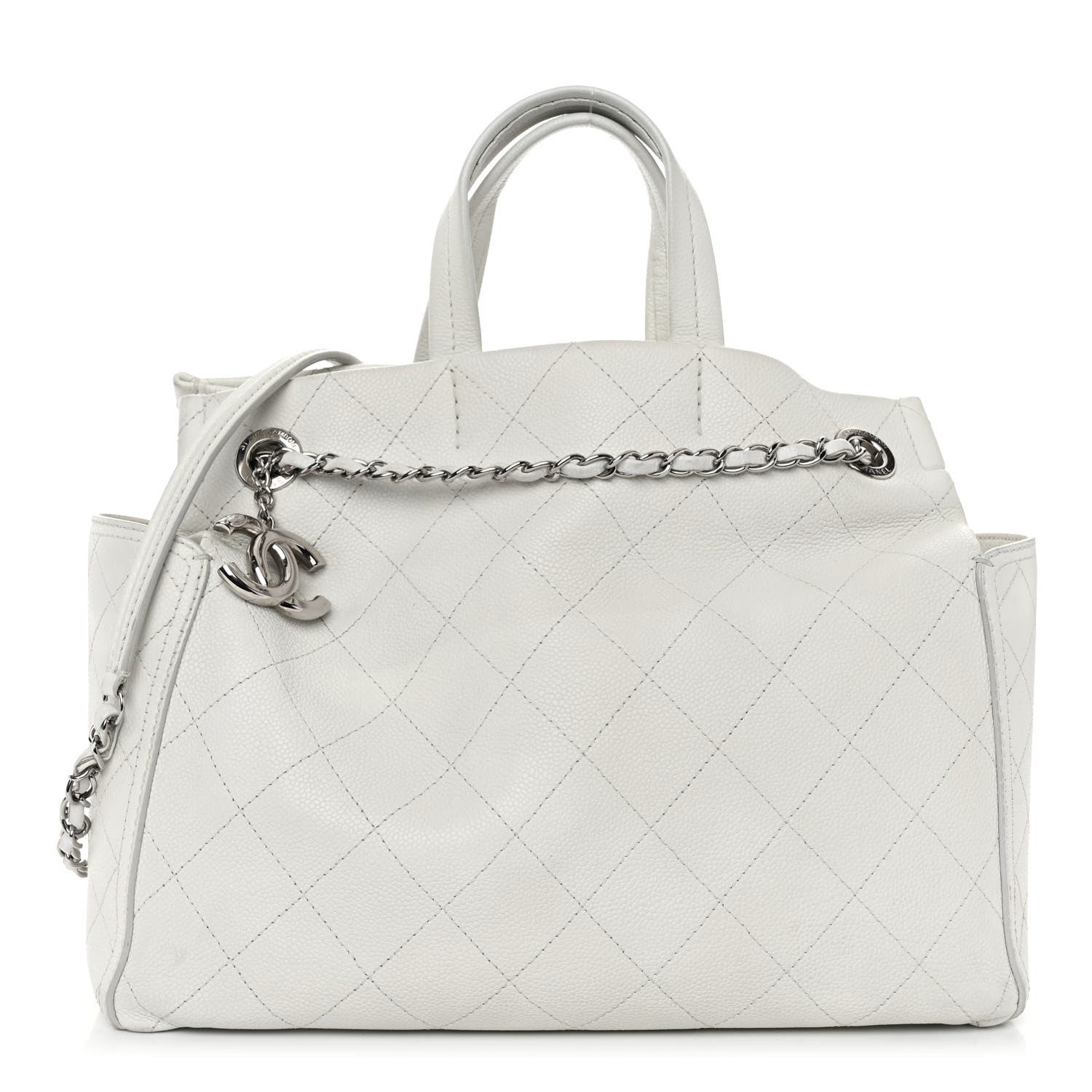 Chanel Grained Calfskin CC Pocket Tote White 1 of 10