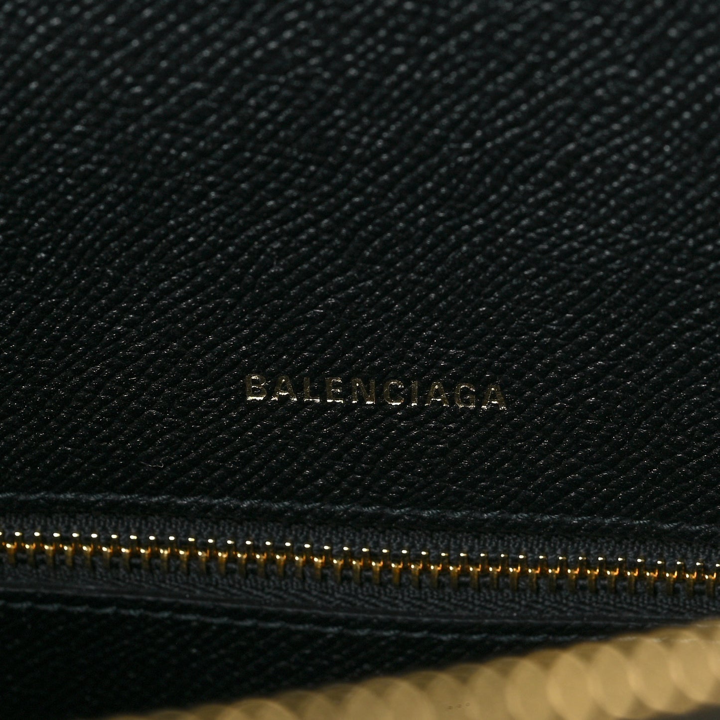 Signature Grained Calfskin Logo M Ville Top Handle Bag Black