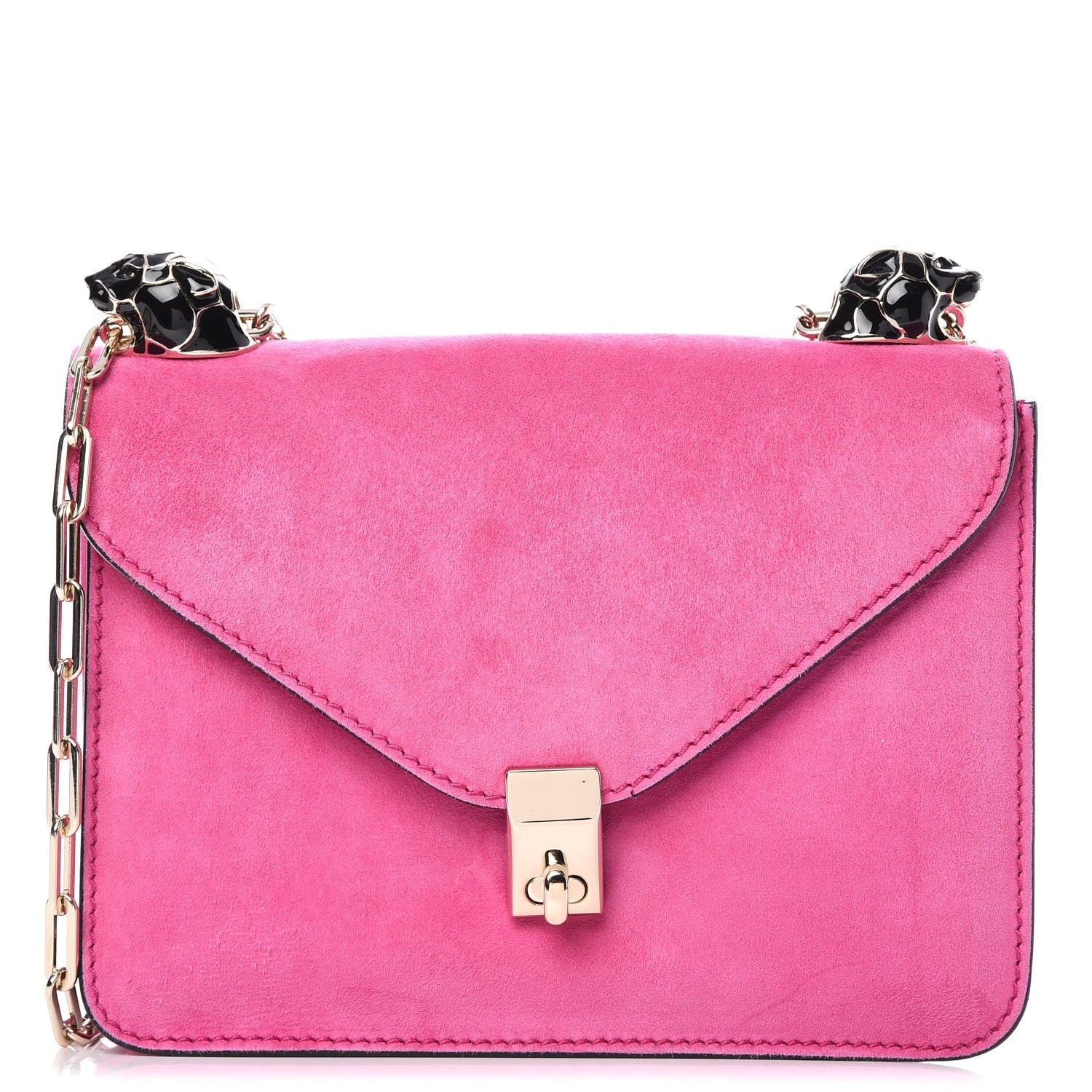 Valentino Garavani Suede Panther Shoulder Bag Bright Fuxia 1 of 8