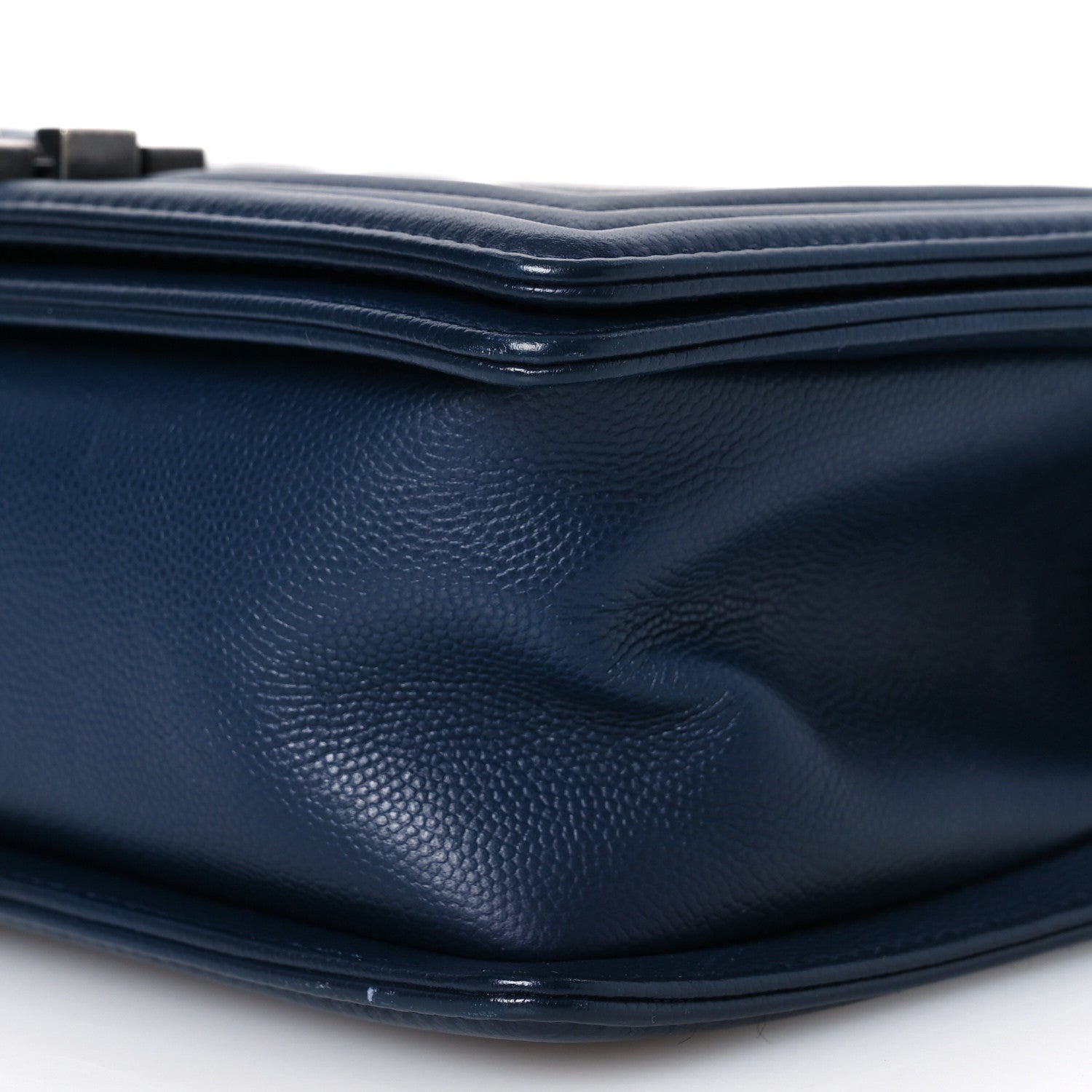 Chanel Caviar Chevron Quilted Medium Boy Flap Navy Navy 11 of 15
