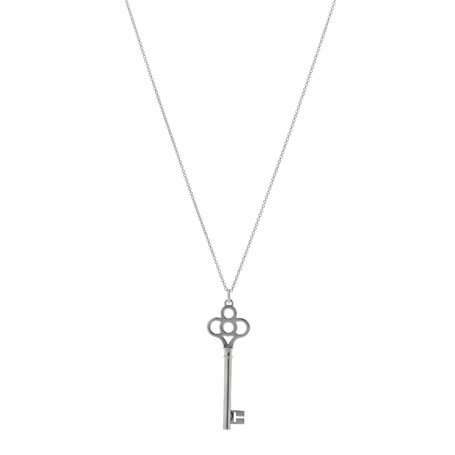 Tiffany Sterling Silver Large Crown Key Pendant Necklace 1 of 4