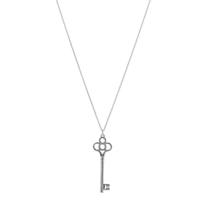 Tiffany Sterling Silver Large Crown Key Pendant Necklace 1 of 4