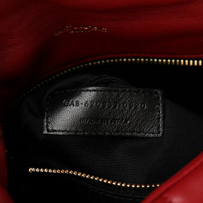Saint Laurent Lambskin Quilted Toy Loulou Puffer Monogram Chain Satchel Red 8 of 11