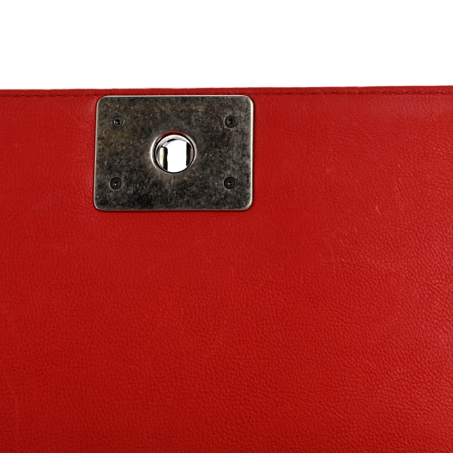 Calfskin Quilted Double Stitch Medium Boy Flap Red