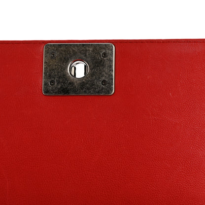 Chanel Calfskin Quilted Double Stitch Medium Boy Flap Red 12 of 14