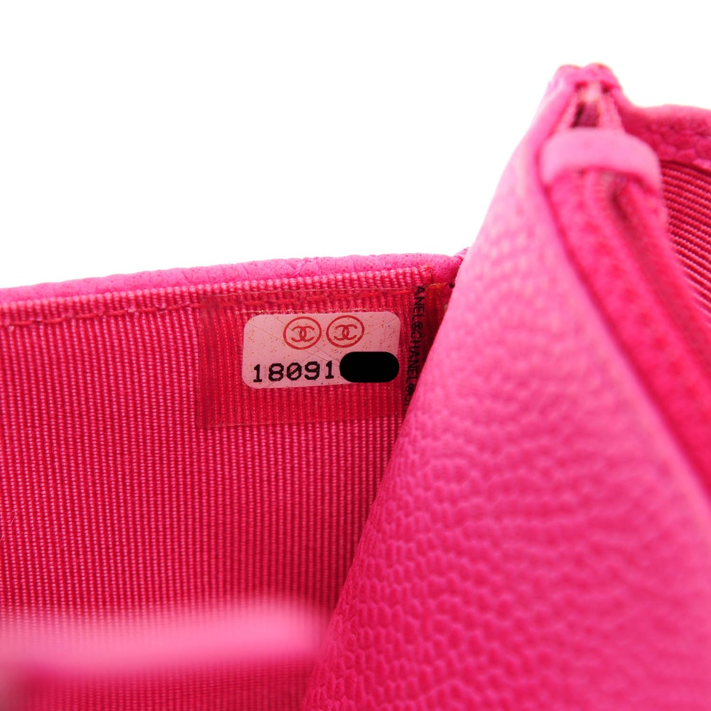 Iridescent Caviar Quilted Wallet on Chain WOC Pink