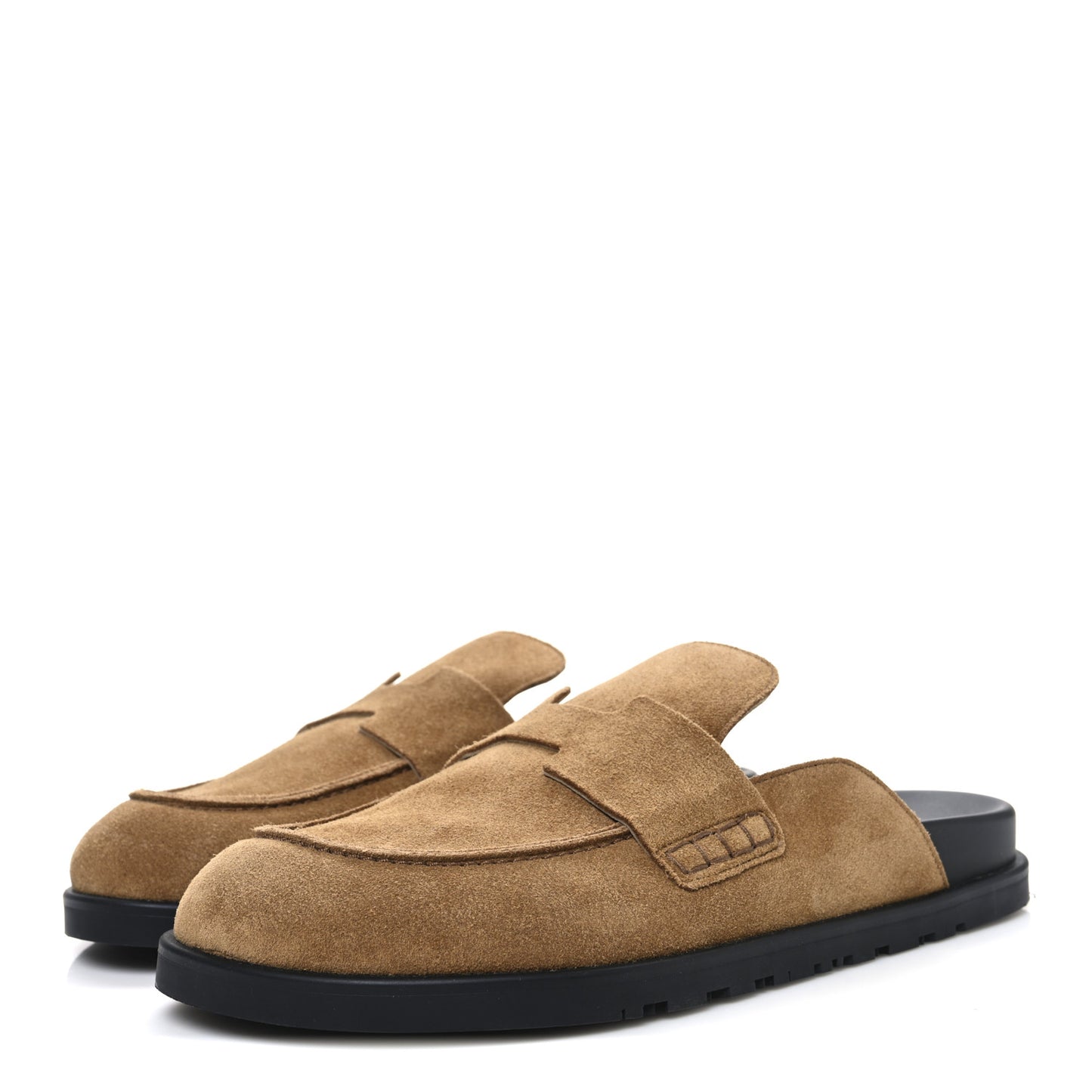 Suede Calfskin Mens Go Mules 41.5 Brun Fume
