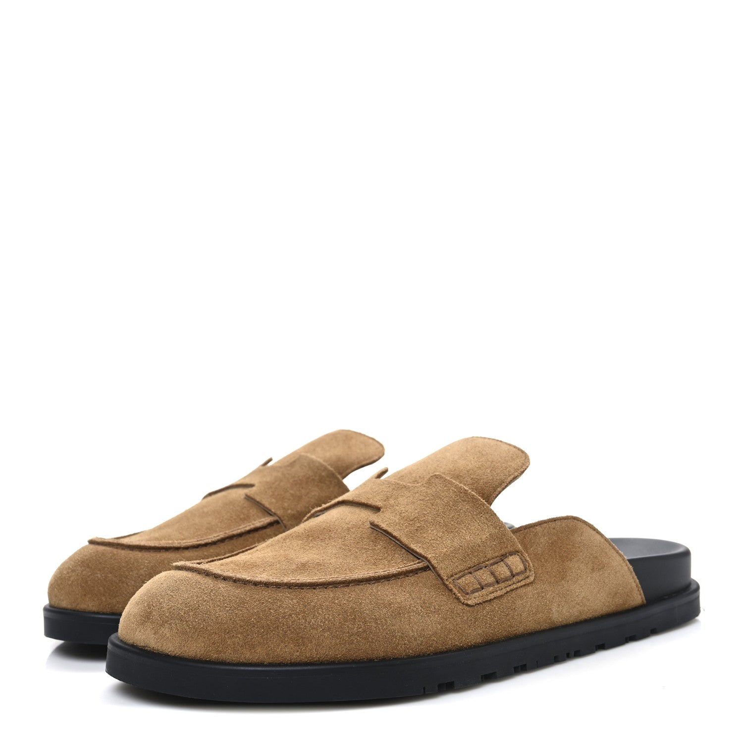 Hermes Suede Calfskin Mens Go Mules 41.5 Brun Fume 4 of 11