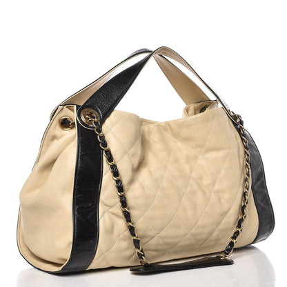 Chanel Calfskin Quilted Small In The Mix Shopping Tote Beige Black 4 of 13