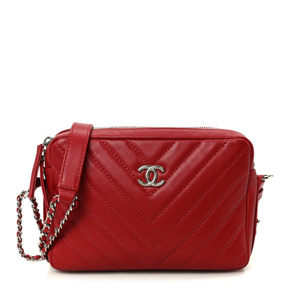 Chanel Lambskin Chevron Quilted Small Promenade Camera Dark Red 1 of 9