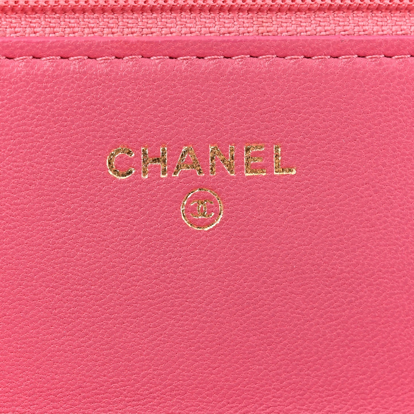 Lambskin Quilted Wallet On Chain WOC Dark Pink