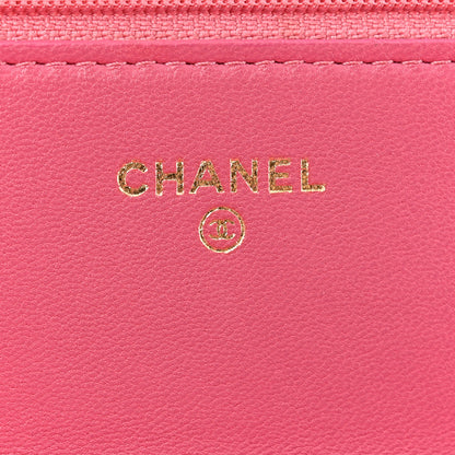 Chanel Lambskin Quilted Wallet On Chain WOC Dark Pink 6 of 13