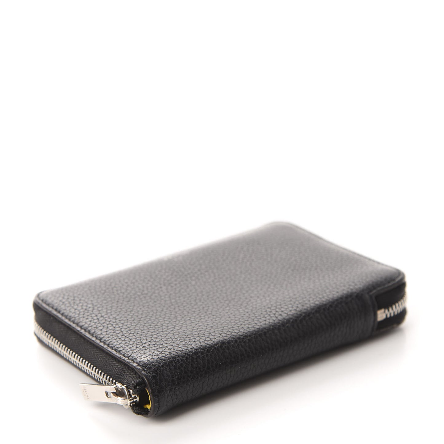 Drummed Calfskin Zip Around Multifunction Wallet Black Citron