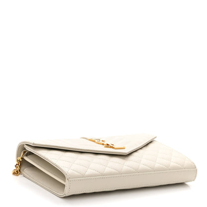 Saint Laurent Grain De Poudre Mixed Matelasse Triquilt Monogram Chain Wallet Crema Soft 4 of 10
