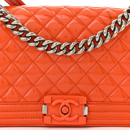 Chanel Patent Calfskin Quilted Medium Plexiglass Boy Flap Orange 8 of 13