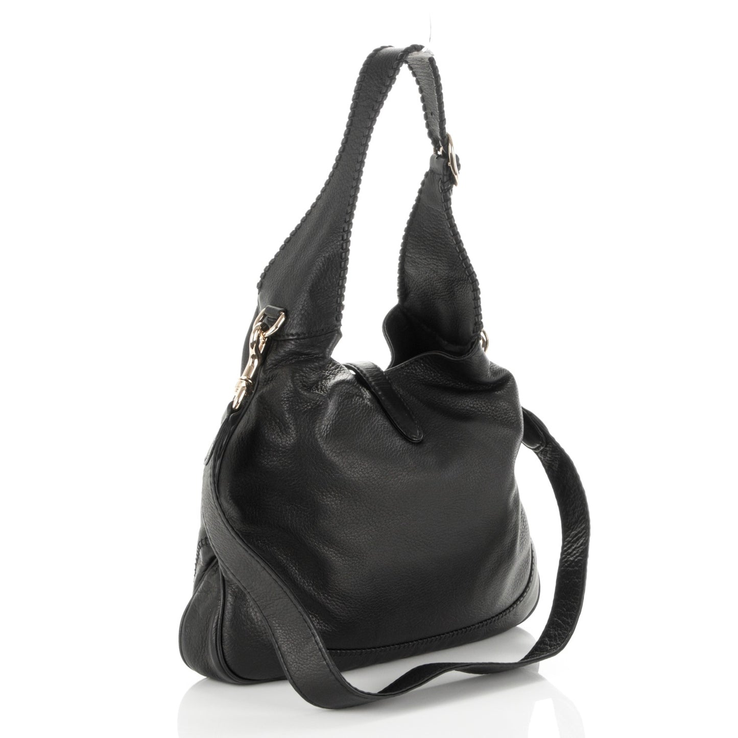Soft Deerskin Medium New Jackie Shoulder Bag Black