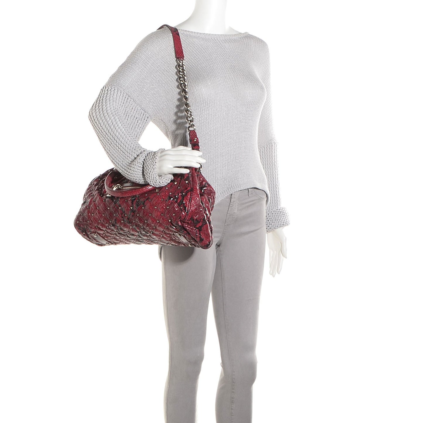 Python Embossed Leather Stardust Stam Bordeaux