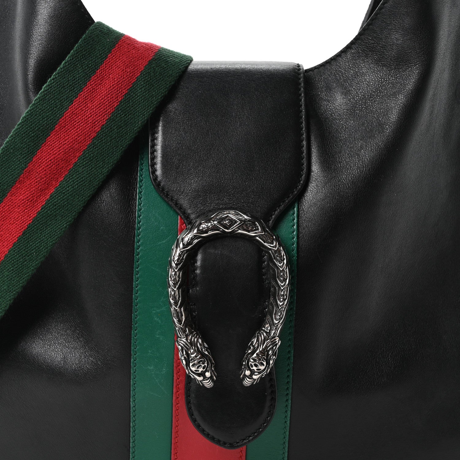 Gucci Calfskin Web Stripe Medium Dionysus Hobo Black 1849405
