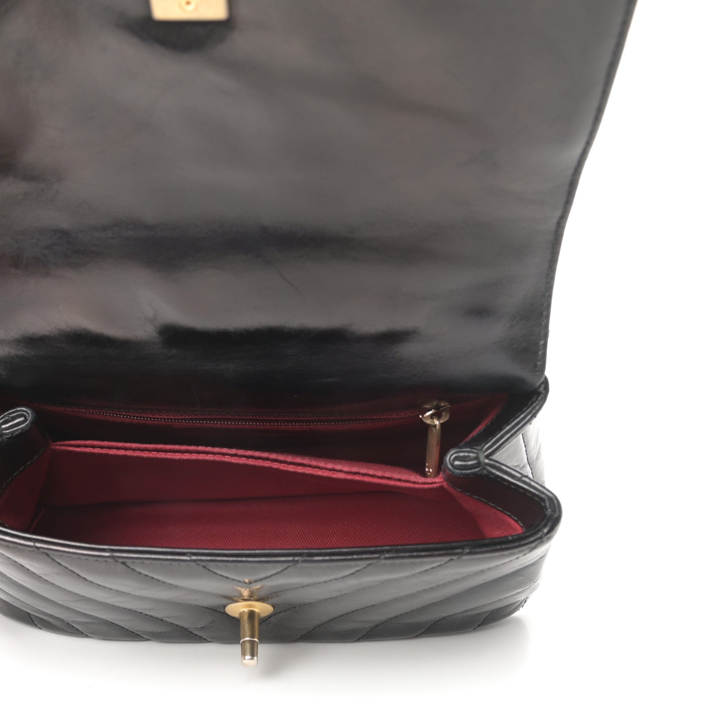 Chanel Calfskin Chevron Quilted Mini Coco Handle Flap Black 5 of 11