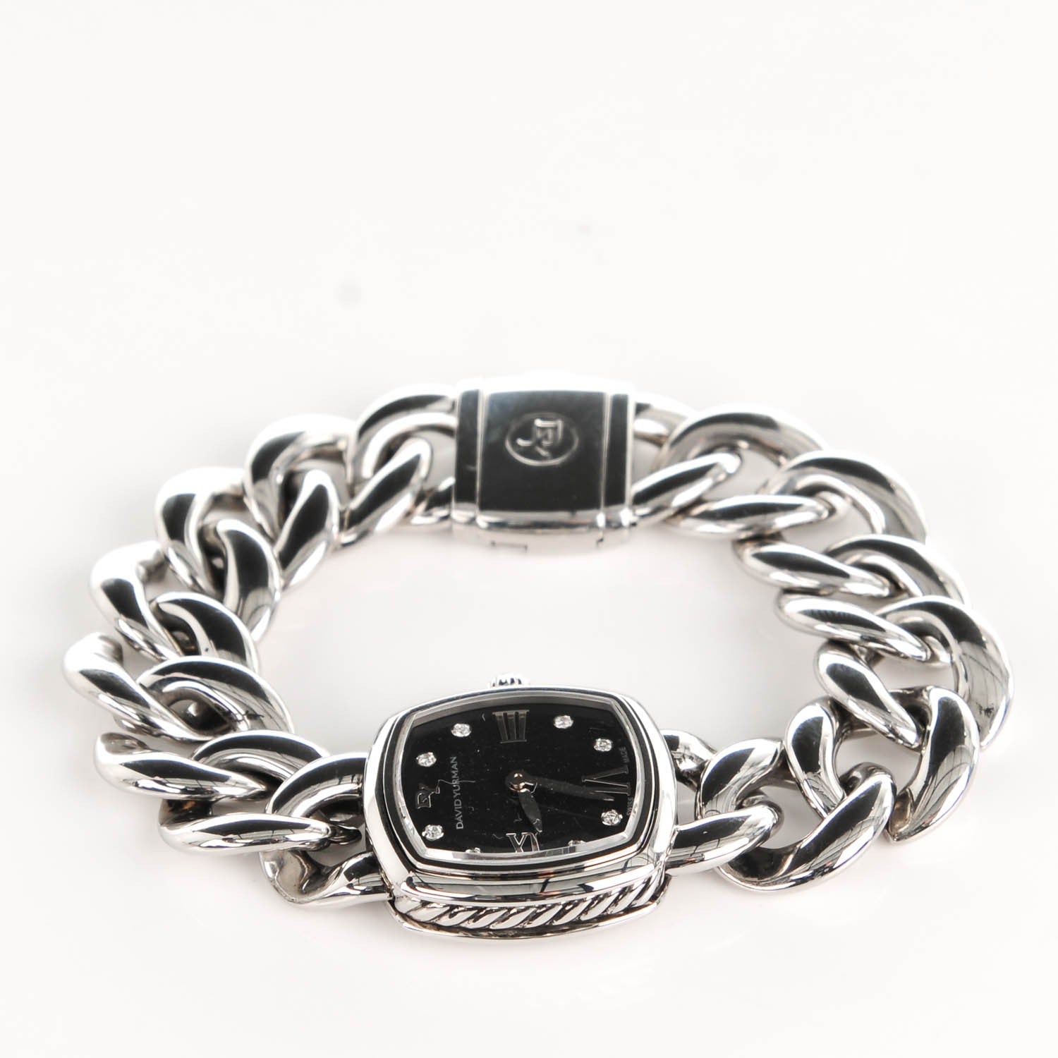 David Yurman Stainless Steel Diamond 23mm Albion Quartz Watch Black 6 of 9