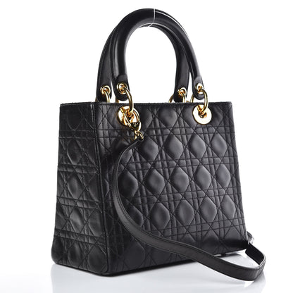 Christian Dior Lambskin Cannage Medium Lady Dior Black 3 of 10