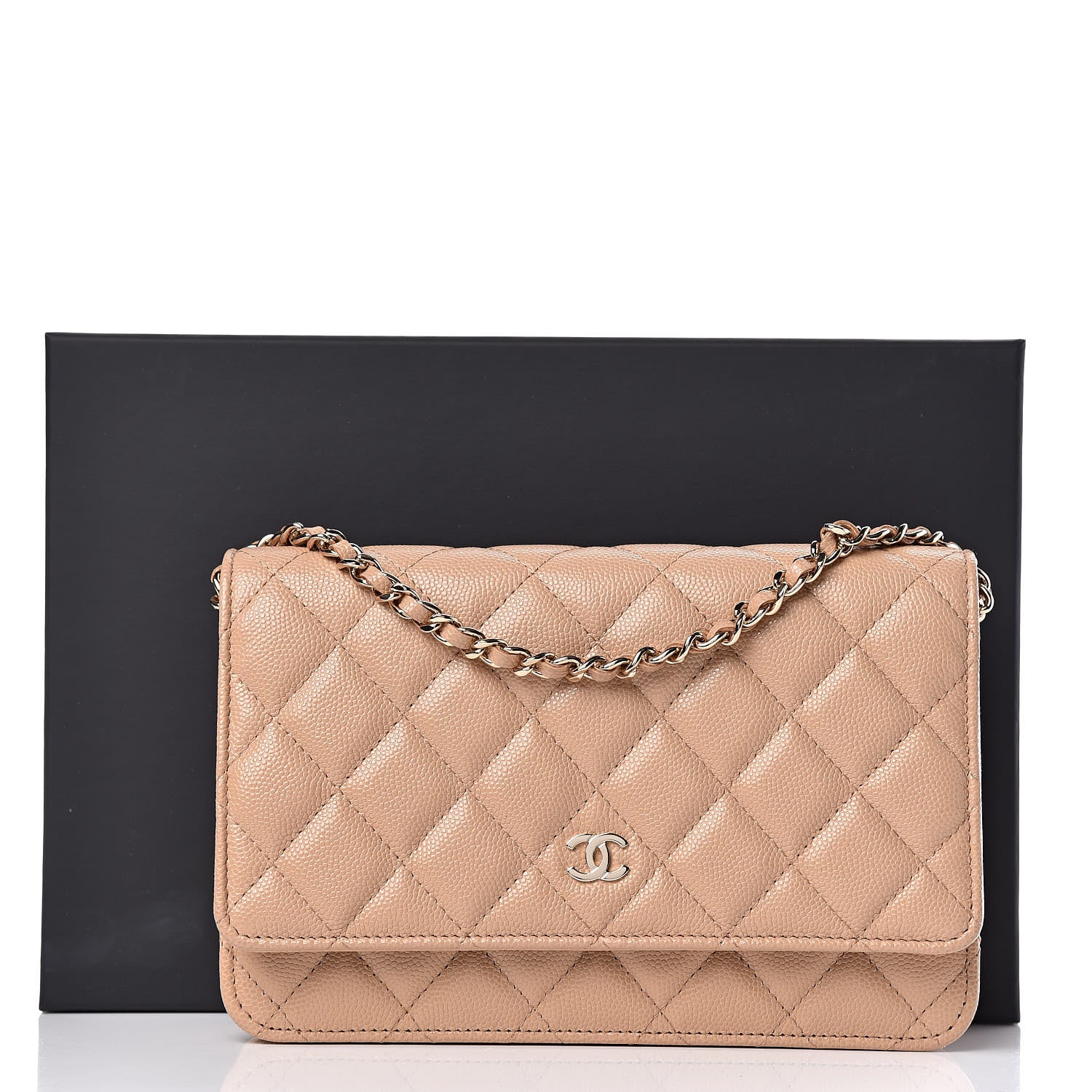 Chanel Caviar Quilted Wallet On Chain WOC Beige 14 of 14