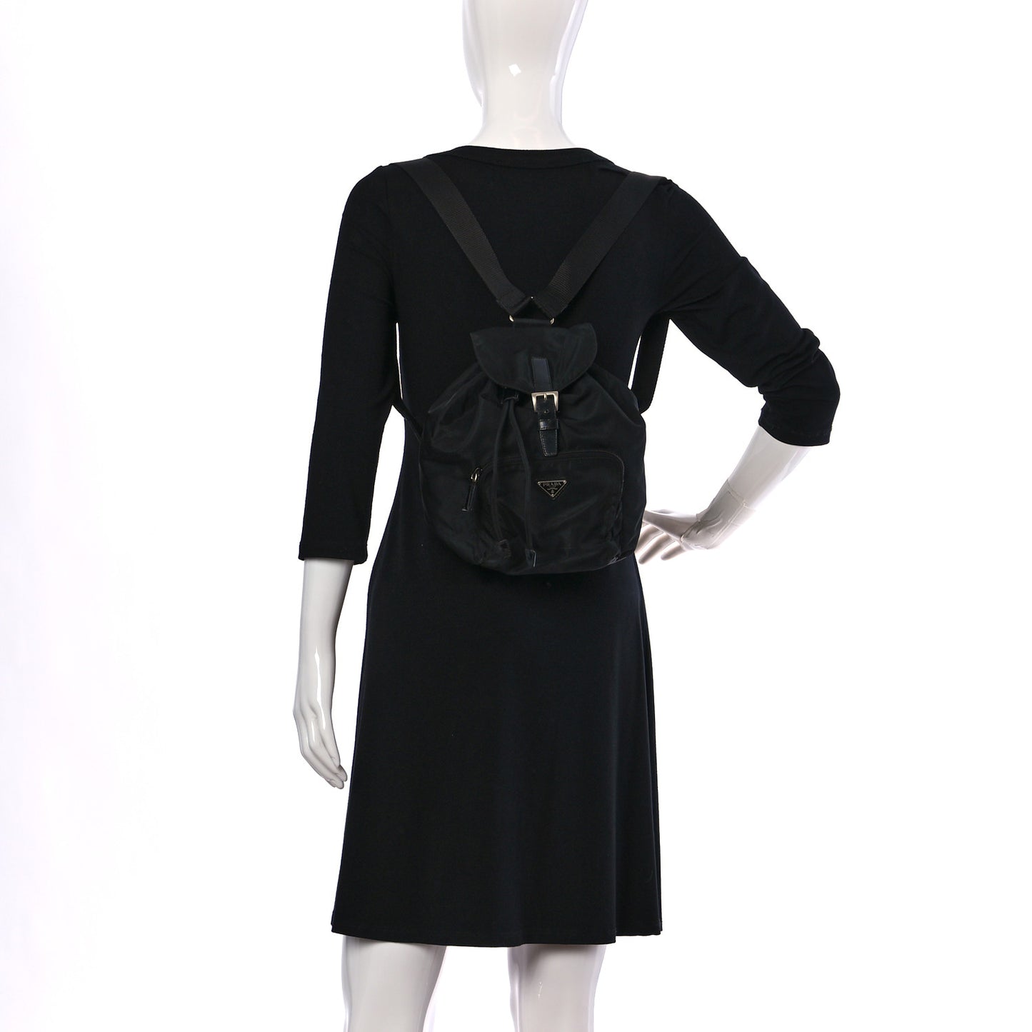 Nylon Vela Mini Cinch Backpack Black