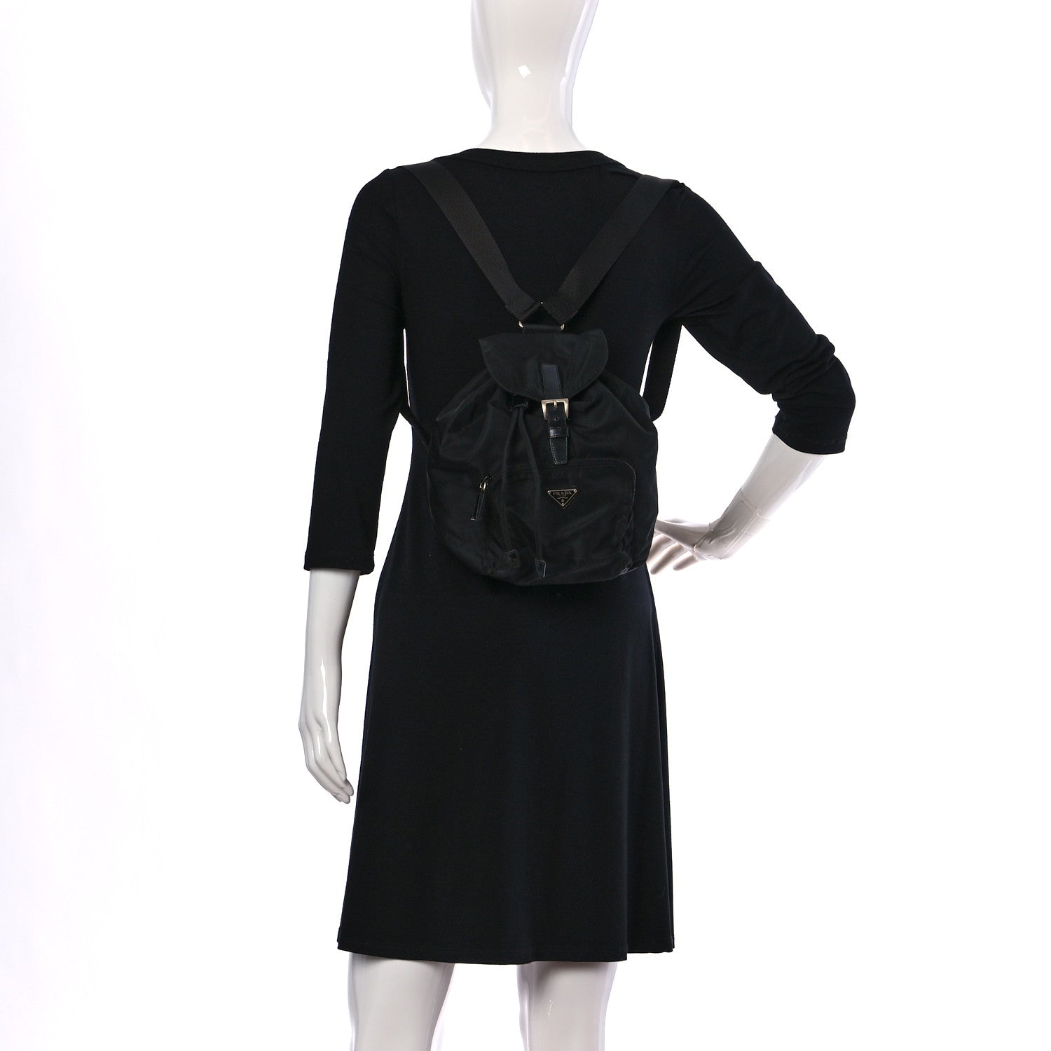 Prada Nylon Vela Mini Cinch Backpack Black 2 of 21