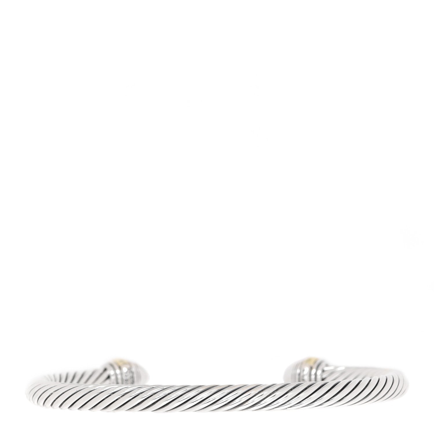 David Yurman Sterling Silver 14K Yellow Gold Diamond 5mm Cable Classics Bracelet 3 of 4