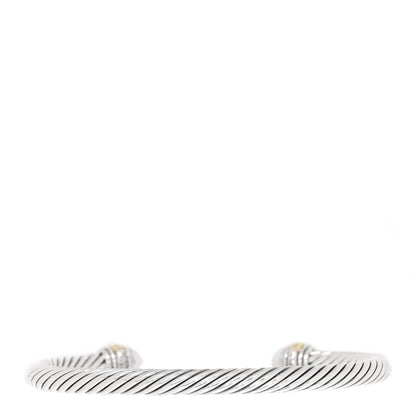 David Yurman Sterling Silver 14K Yellow Gold Diamond 5mm Cable Classics Bracelet 3 of 4