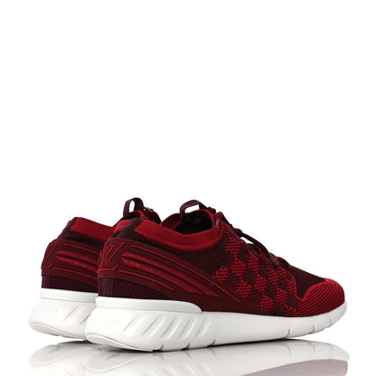 Louis Vuitton Knit Damier Mens Fastlane Sneakers 10.5 Burgundy Red 4 of 7