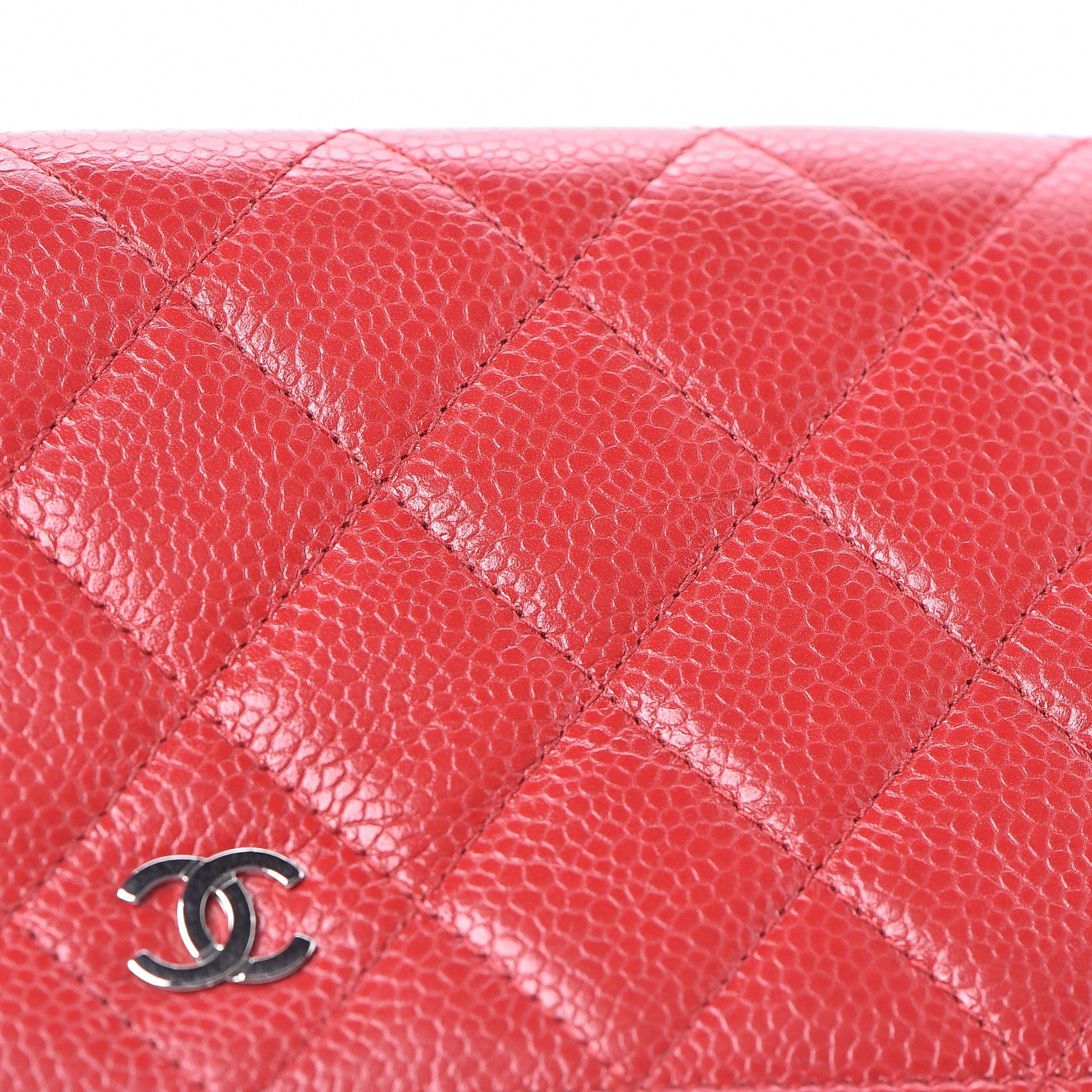 Chanel Caviar Quilted Wallet on Chain WOC Red 10 of 13