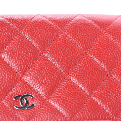 Chanel Caviar Quilted Wallet on Chain WOC Red 10 of 13