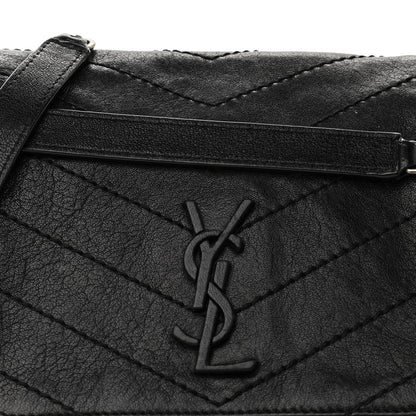 Saint Laurent Pebbled Lambskin Chevron Monogram Small Nolita Black 7 of 12