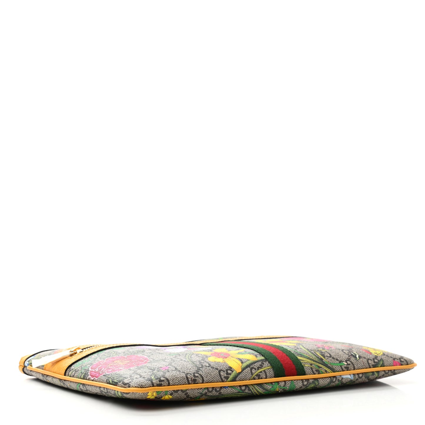 GG Supreme Monogram Flora Large Ophidia Pouch Clutch Beige Multicolor Crop