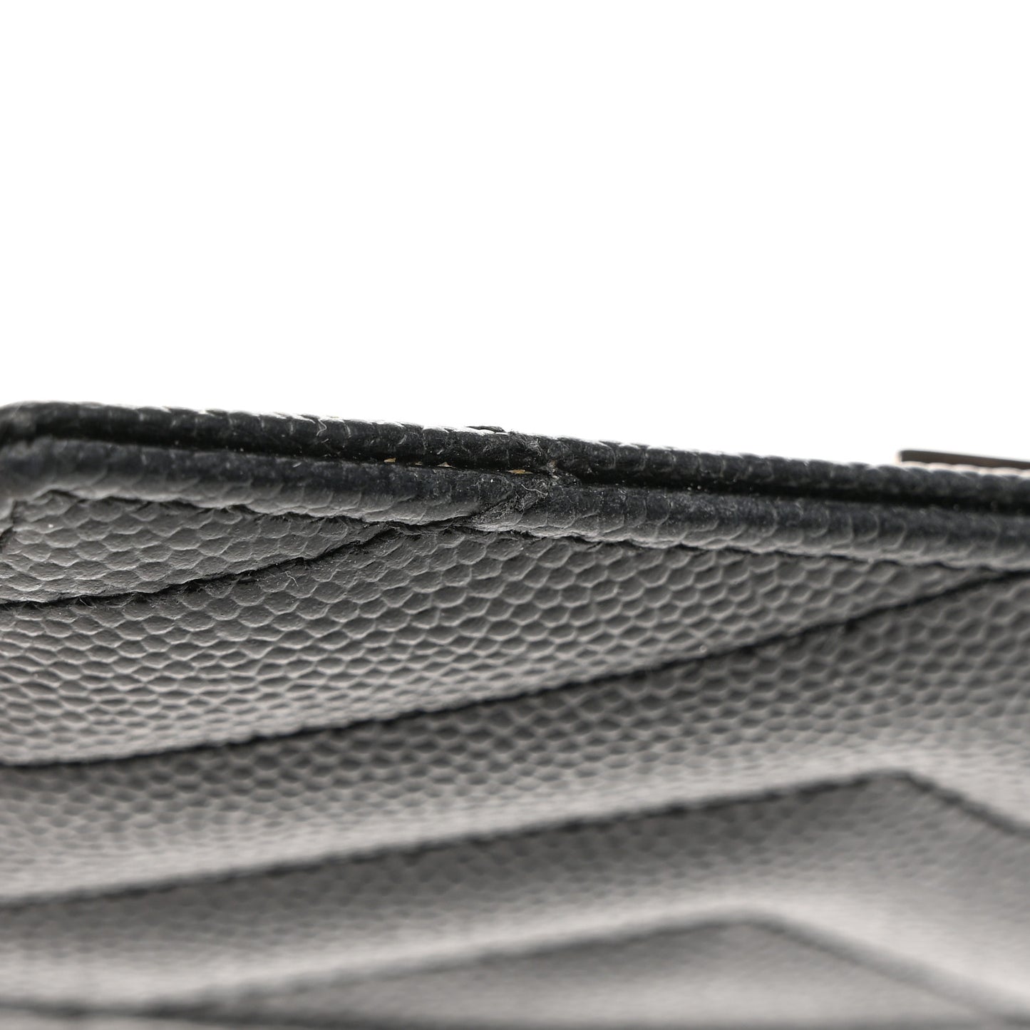 SAINT LAURENT Grain De Poudre Matelasse Chevron Monogram Credit Card Case Black