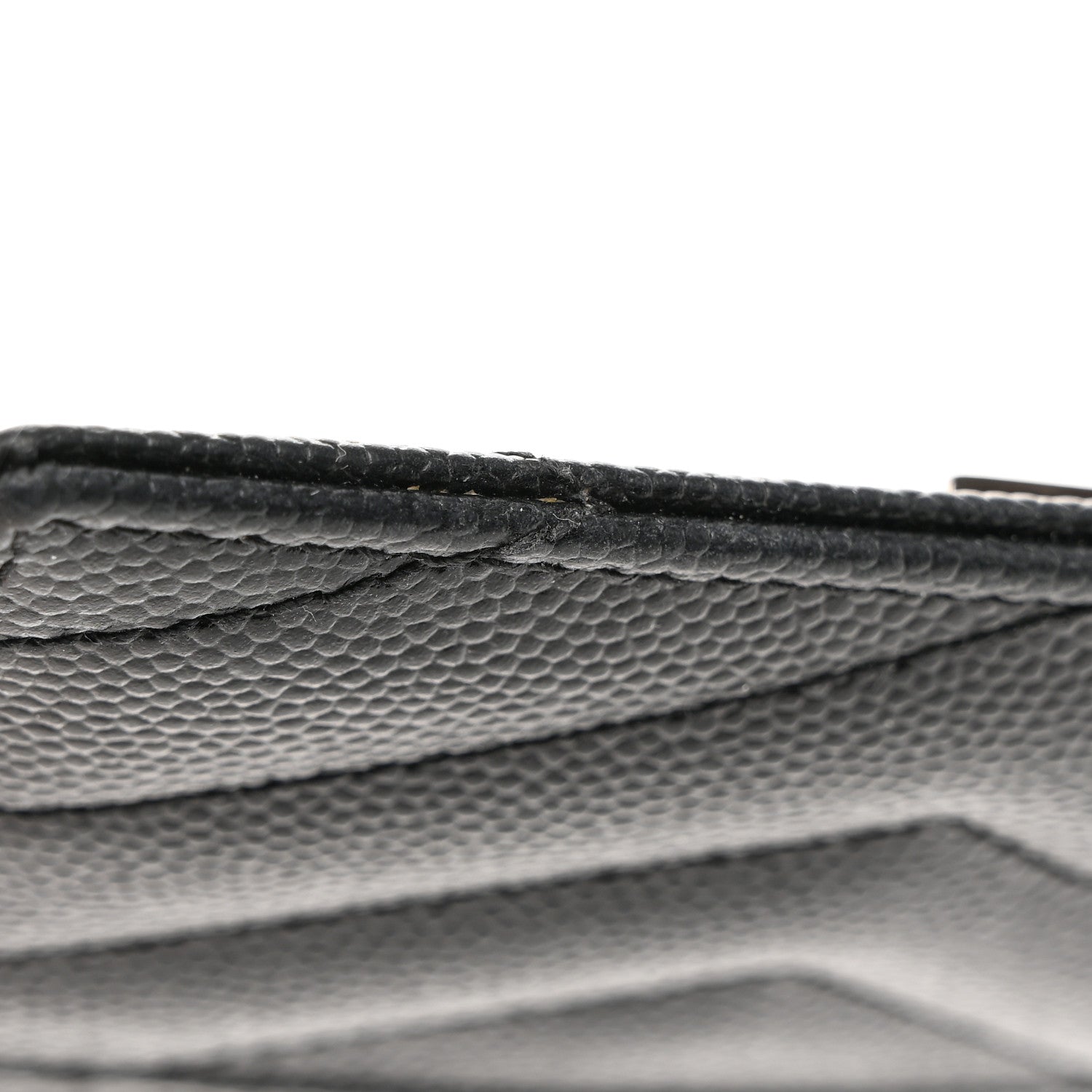 Saint Laurent SAINT LAURENT Grain De Poudre Matelasse Chevron Monogram Credit Card Case Black 8 of 9