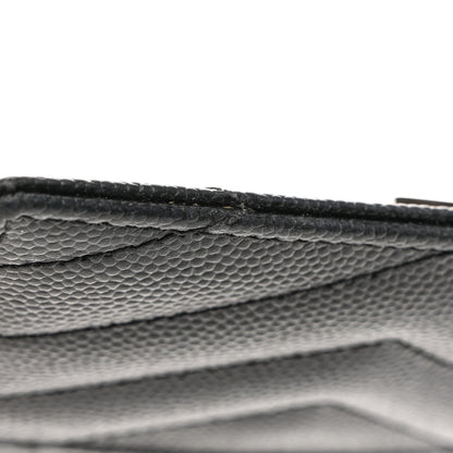 Saint Laurent SAINT LAURENT Grain De Poudre Matelasse Chevron Monogram Credit Card Case Black 8 of 9