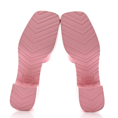 Gucci Rubber Gucci Logo Womens Platform 20/60mm Slide Sandals 39 Wild Rose 5 of 9