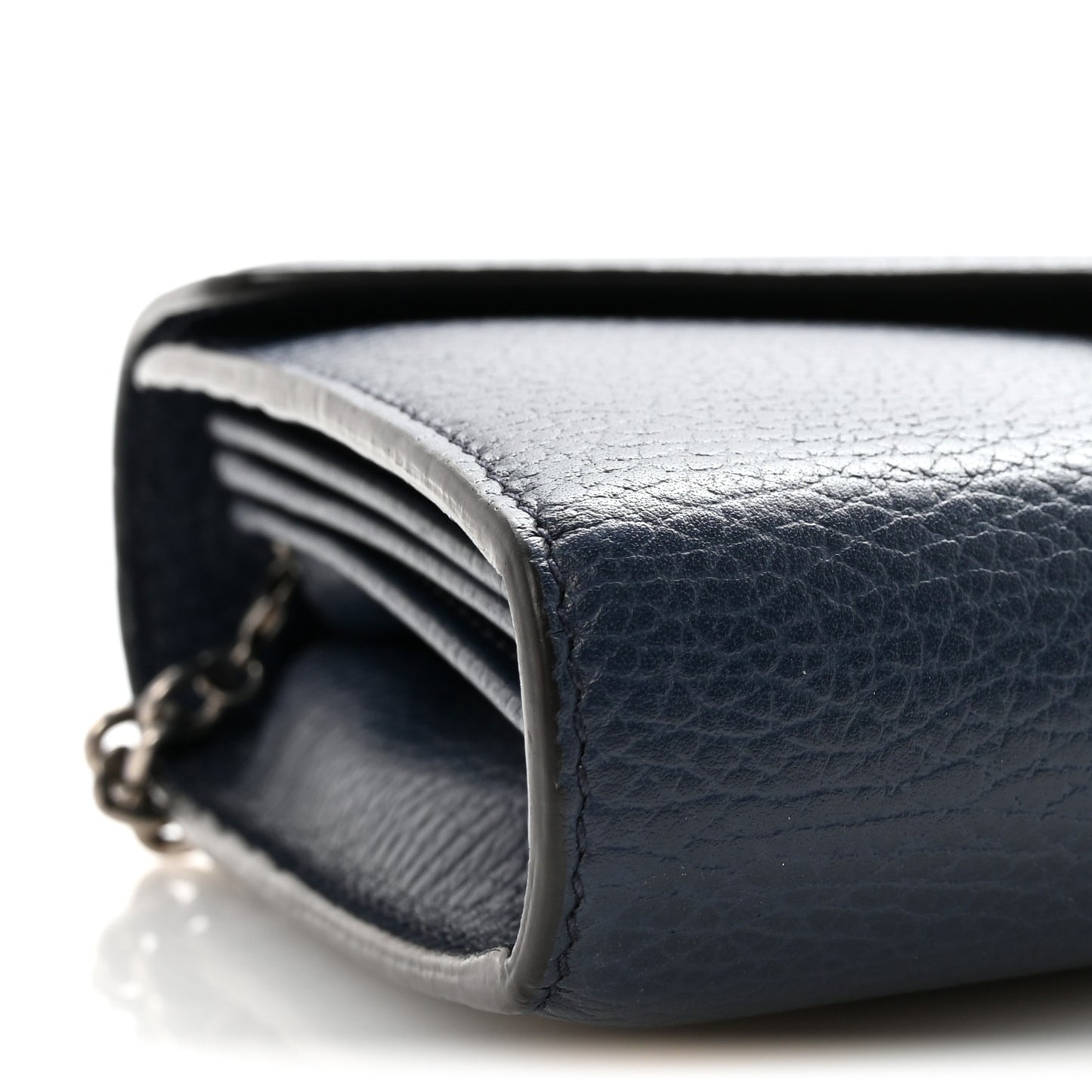 Dollar Calfskin Crystal Mini Dionysus Chain Wallet Blue Agata Black Diamond