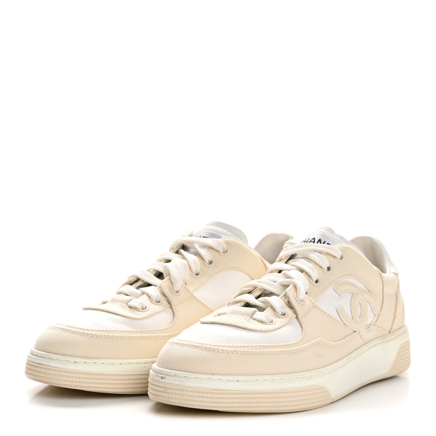 Cotton Sneakers 38.5 Beige White