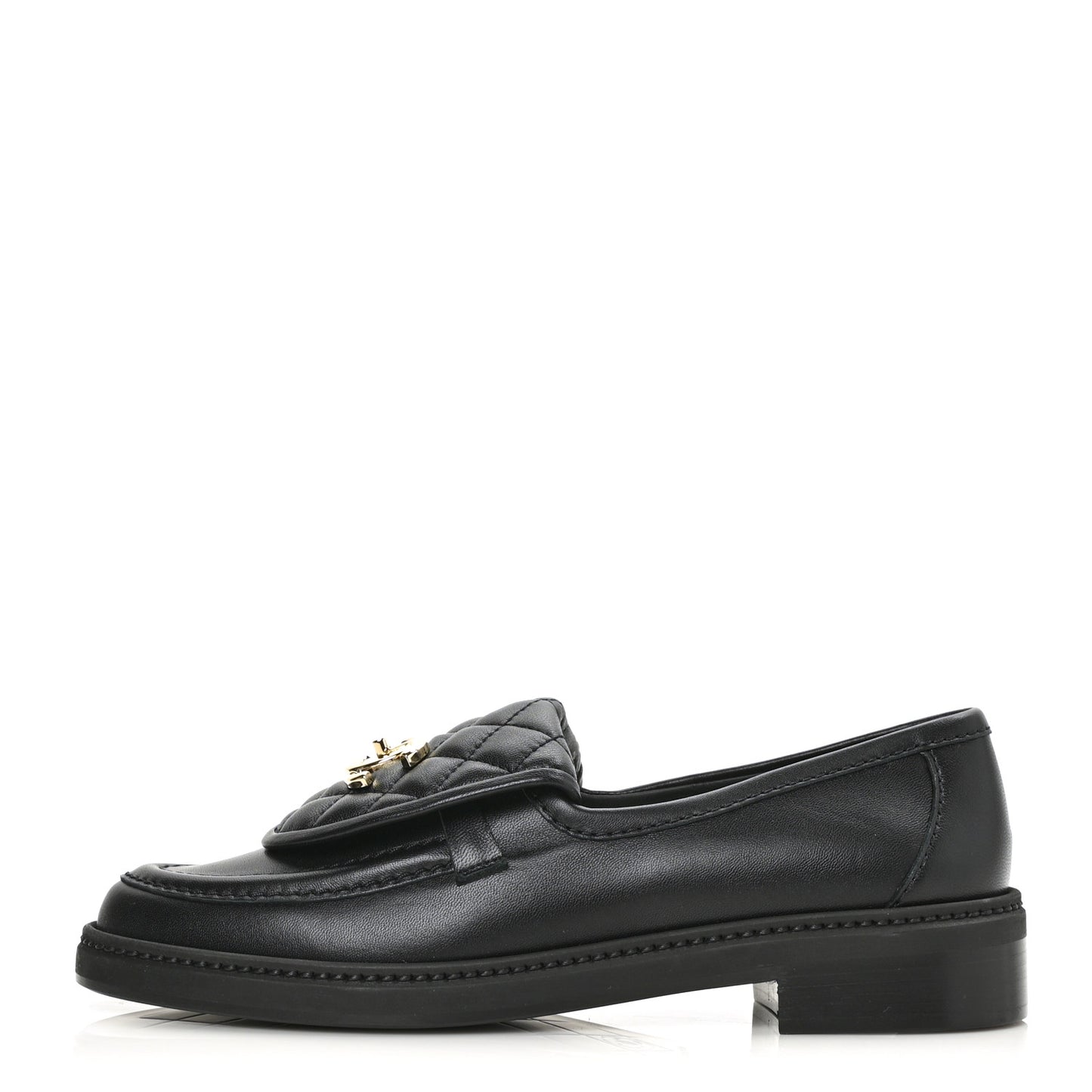 Lambskin Quilted CC Turnlock Loafers 38 Black
