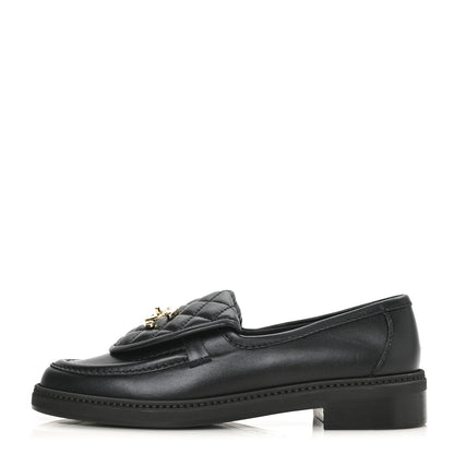 Chanel Lambskin Quilted CC Turnlock Loafers 38 Black 1 of 9