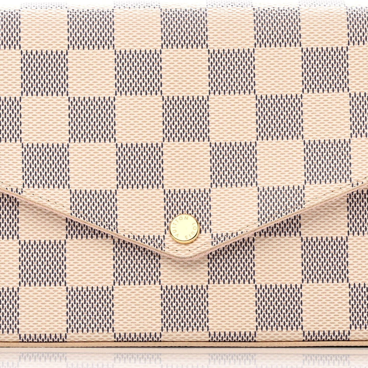 Damier Azur Pochette Felicie Chain Wallet Rose Ballerine
