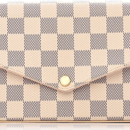 Louis Vuitton Damier Azur Pochette Felicie Chain Wallet Rose Ballerine 8 of 10