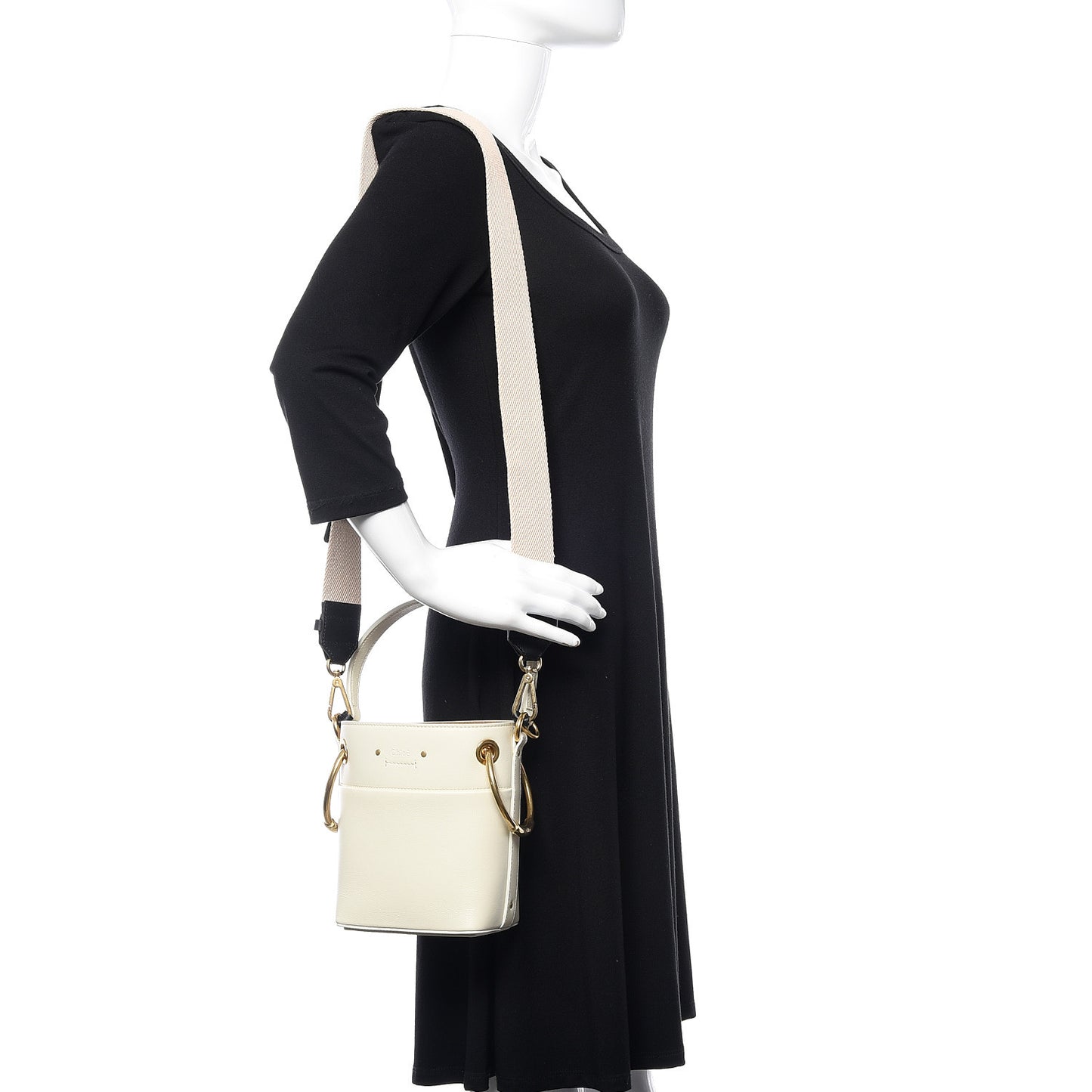 Smooth Calfskin Mini Roy Bucket Bag Natural White